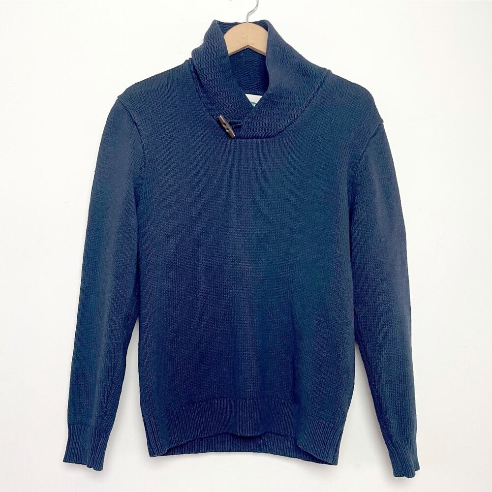 Chunky Navy Blue Cowl Neck Sweater Medium Preppy Academia Coastal Fisherman